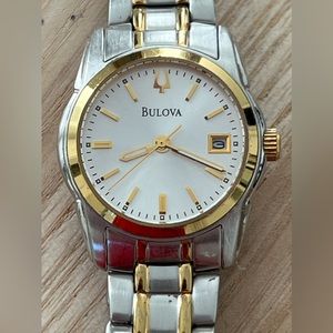 Bulova Ladies Watch Two-Tone Bracelet Round Stainless Steel Dial Date Window